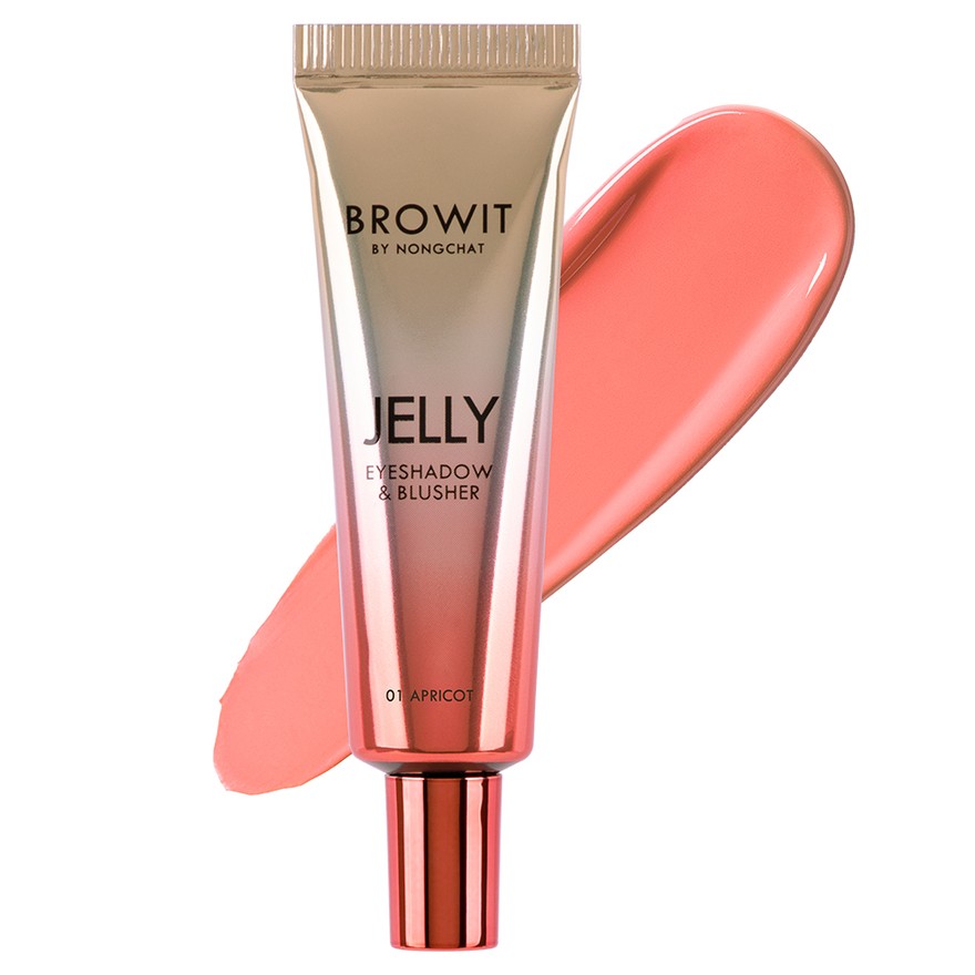 Browit By Nongchat Jelly Eyeshadow & Blusher 10G #01 APRICOT บราวอิท น้องฉัตร เจลลี่ อายแชโดว์แอนด์บลัชออน 10G สี 01 APRICOT