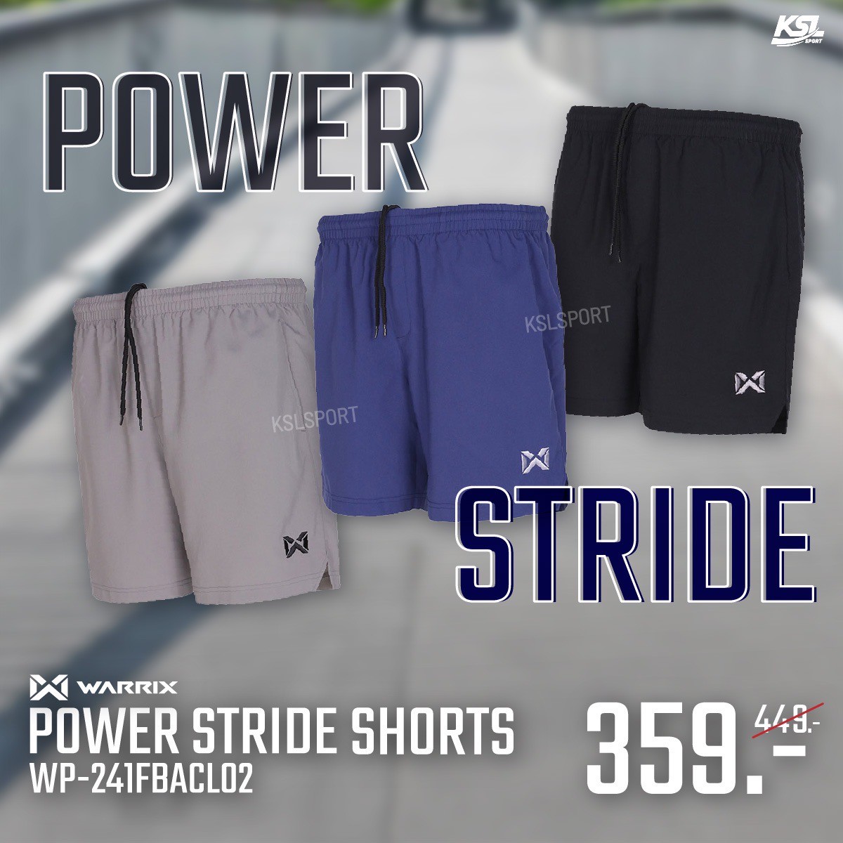 Warrix กางเกงฟุตบอล ขาสั้น วอริกซ์ รุ่น Power Stride Shorts (WP-241FBACL02) ใส่สบาย ระบายอากาศได้ดี สีดำ/น้ำเงิน/เทา