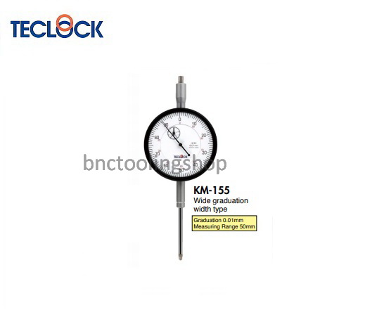 ไดอัลเกจแกนวัดยาวความละเอียด 0.01มิล,Long Stroke Dial Indicator Graduation 0.01mm,TECLOCK,KM-155