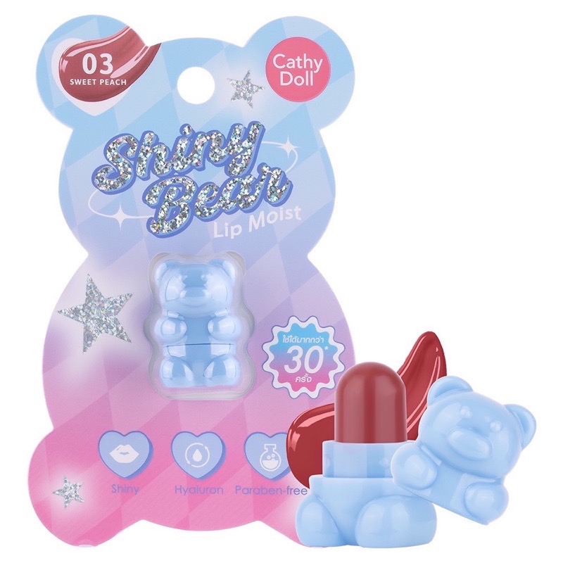 Cathy Doll Shiny Bear Lip Moist 1.1G #03 SWEET PEACH เคที่ดอลล์ ไชน์นี่แบร์ลิปมอยส์ ขนาด 1.1g สี 03 สวีทพีช