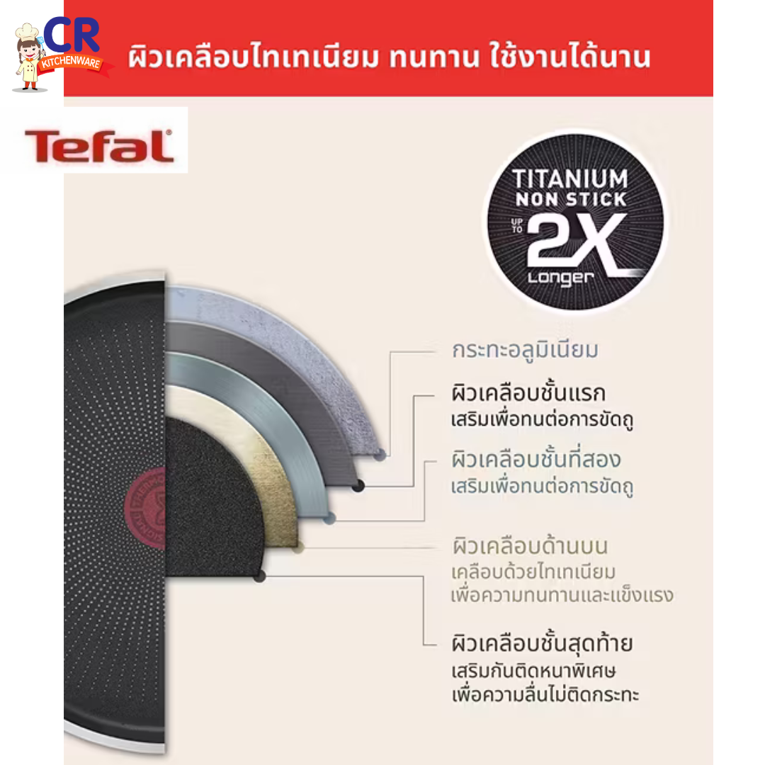 Tefal กระทะทรงลึก 32 ซม. พร้อมฝาแก้ว รุ่น SO MATCHA สีเขียว