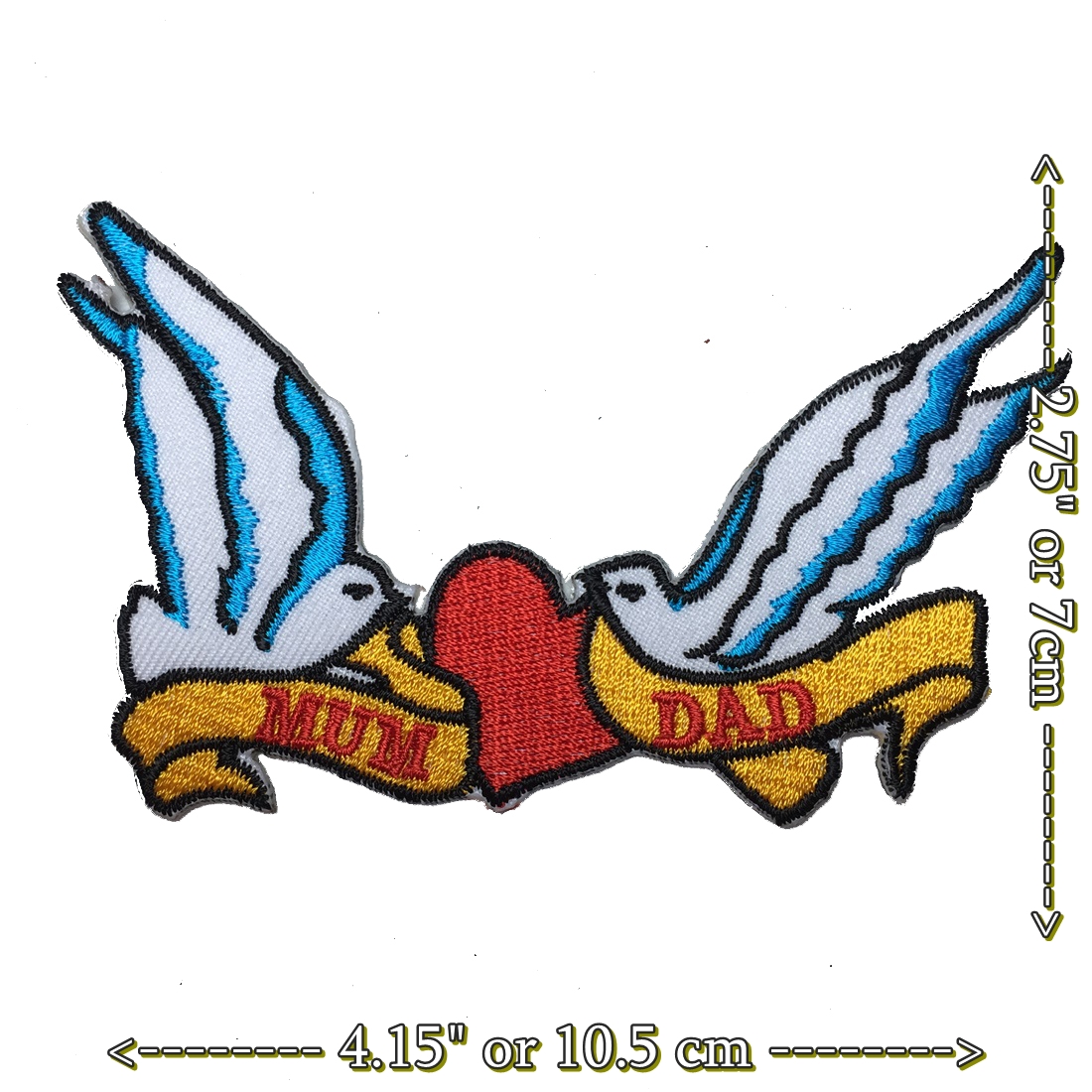 Mum Dad รอยสัก ตัวรีดติดเสื้อ อาร์มรีด อาร์มปัก ตกแต่งเสื้อผ้า หมวก กระเป๋า แจ๊คเก็ตยีนส์ Cute Embroidered Iron on Patch
