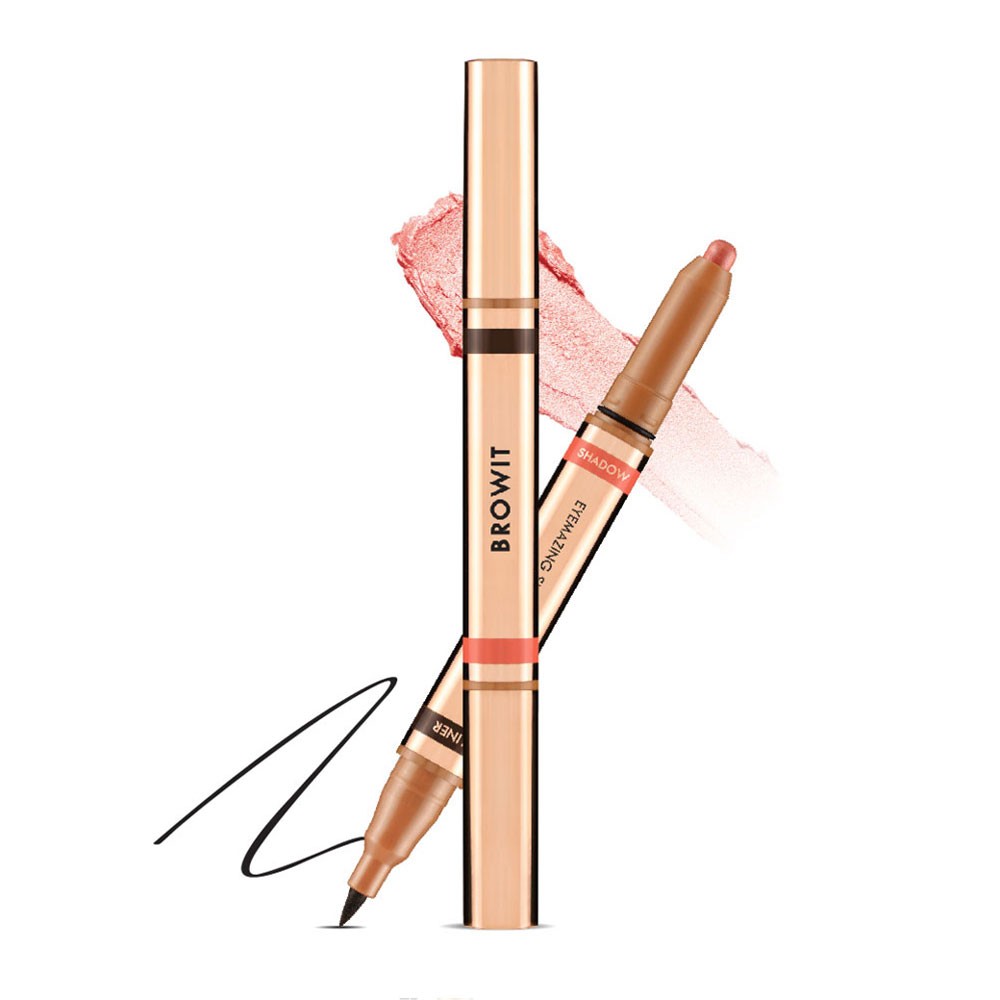 Browit byNongChat Eyemazing Shadow and Liner 0.60G+0.85ML #CHARMING APRICOT บราวอิท น้องฉัตร อายเมซิ่งแชโดว์แอนด์ไลน์เนอร์ 0.60G+0.85ML อายแชโดว์พร้อมอายไลน์เนอร์ในแท่งดียว สี CHARMING APRICOT