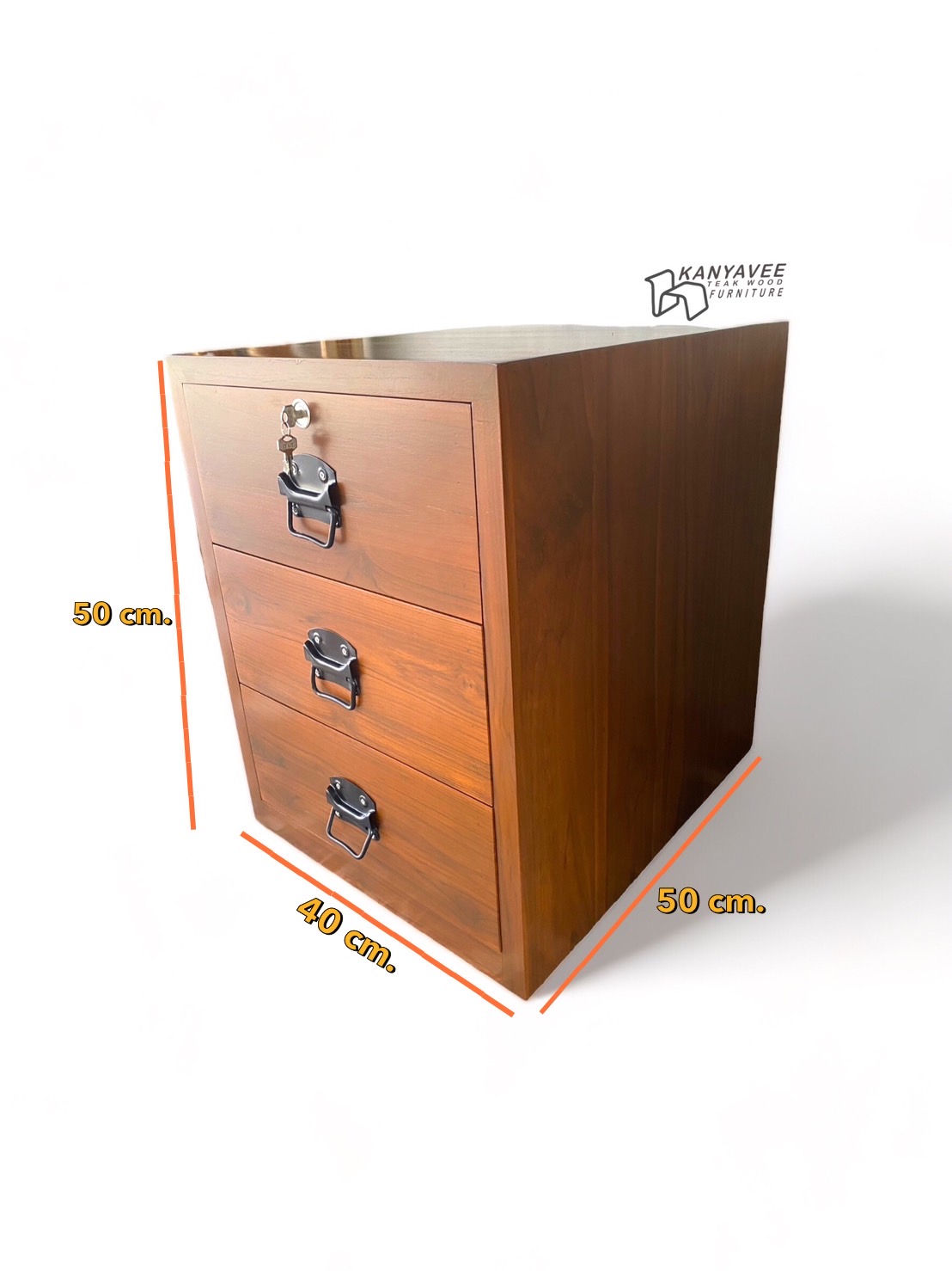 ตู้ลิ้นชักไม้สัก3ชั้น สีสักเข้ม