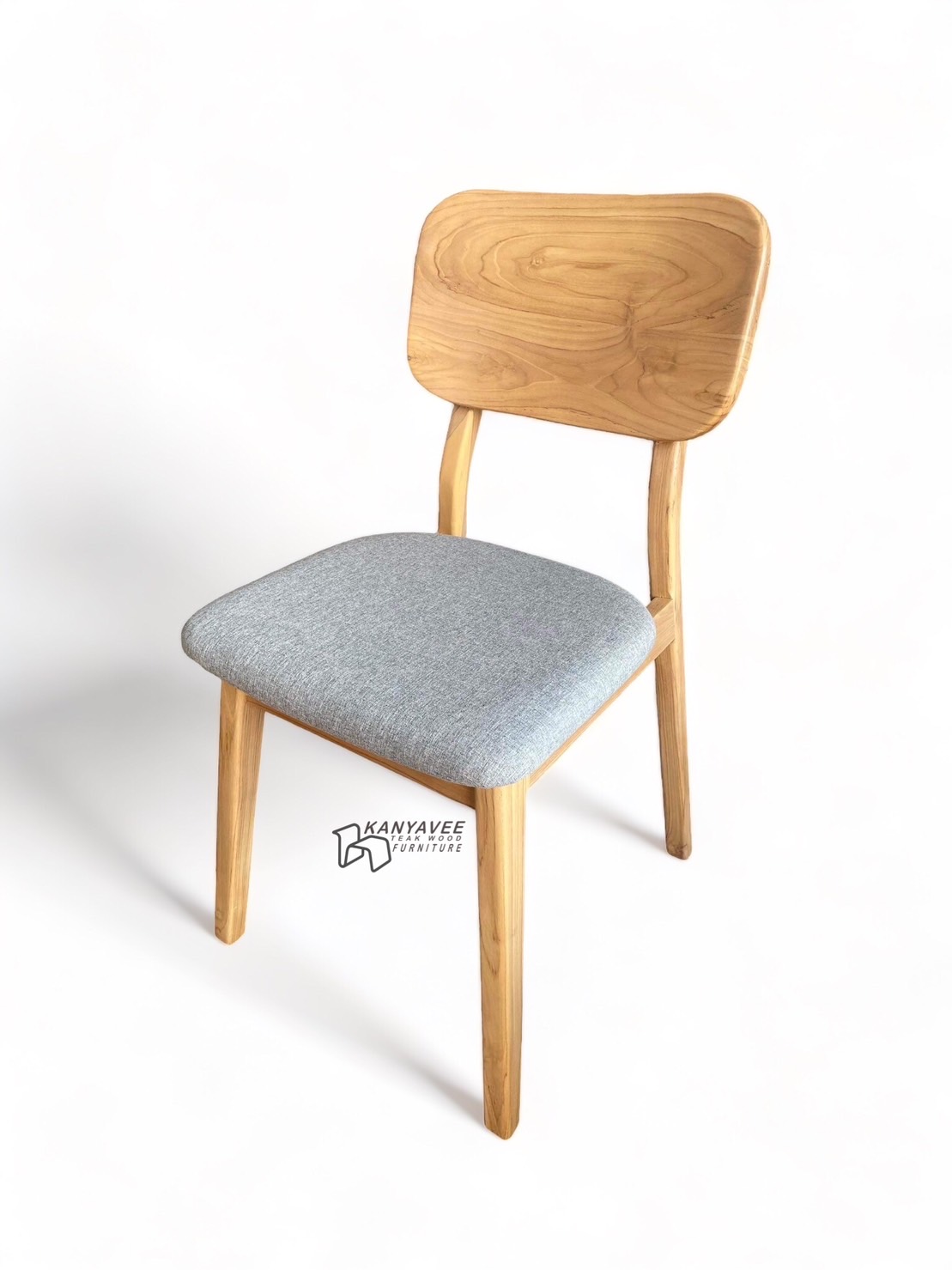 เก้าอี้ไม้สักมินิมอลหุ้มเบาะ
