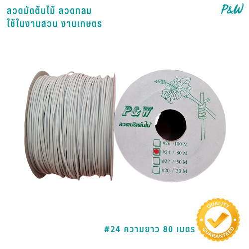 ลวดหุ้มกลม ลวดเคลือบพลาสติกกลม ลวดเคลือบ ลวดมัดต้นไม้ #24/80M สีขาว WT24-001
