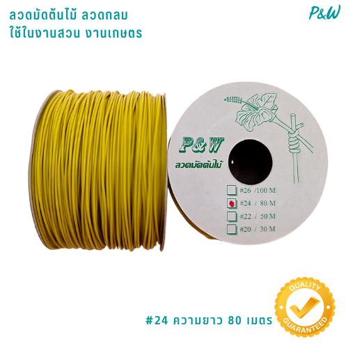ลวดหุ้มกลม ลวดเคลือบพลาสติกกลม ลวดเคลือบ ลวดมัดต้นไม้ #24/80M สีเหลือง WT24-008