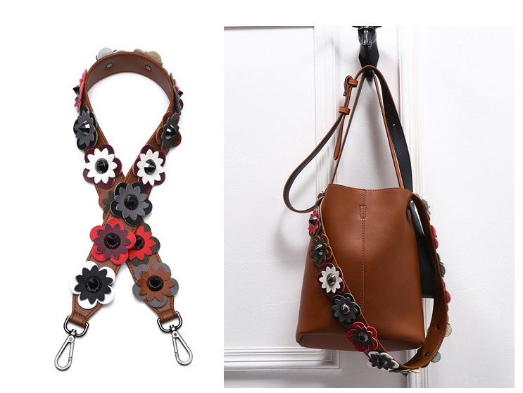 สายกระเป๋า หนัง รุ่น Brown with flowers