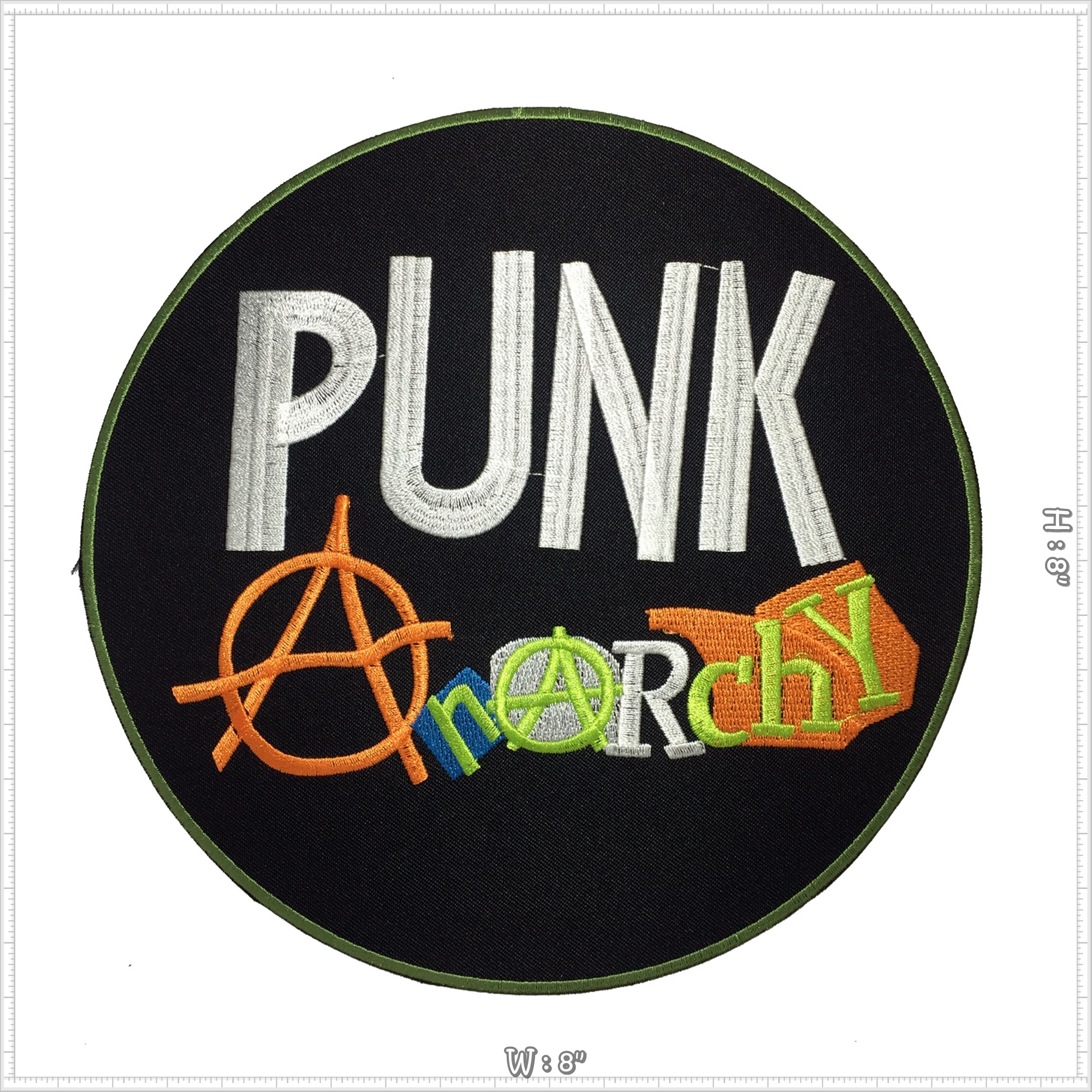 Punk Anarchy พังค์ร็อค แนวสตรีท ตัวรีดติดเสื้อ อาร์มรีด อาร์มปัก ตกแต่งเสื้อผ้า แจ๊คเก็ตยีนส์ Embroidered Iron on Patch ไซส์ใหญ่