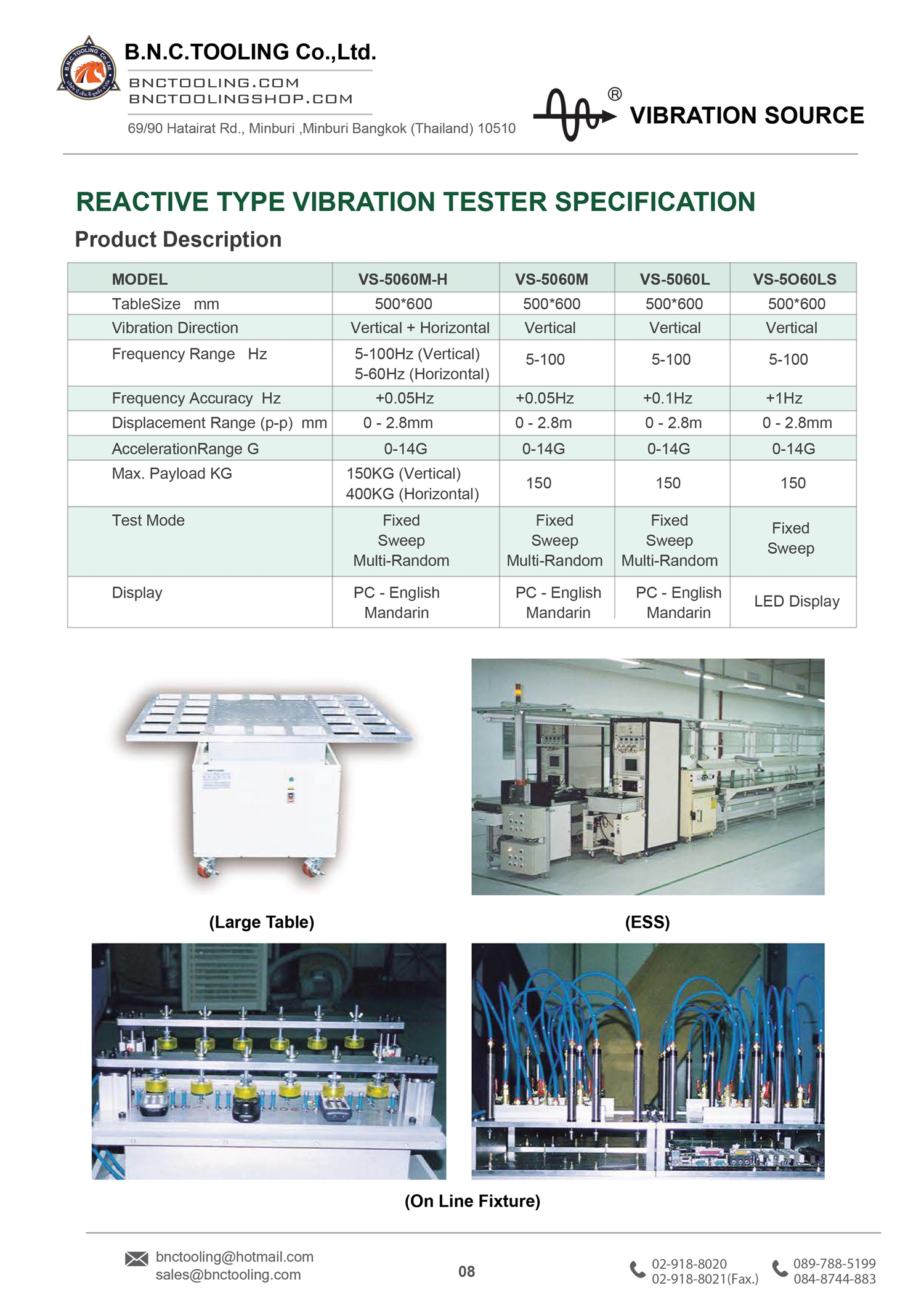 VIBRATION SOURCE,REACTIVE TYPE VIBRATION TESTER,VS-5060L