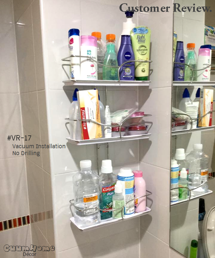 VR-17 ชั้นวางอุปกรณ์ 3 ชั้น สไตล์ธรรมชาติ ไม่ต้องเจาะผนัง