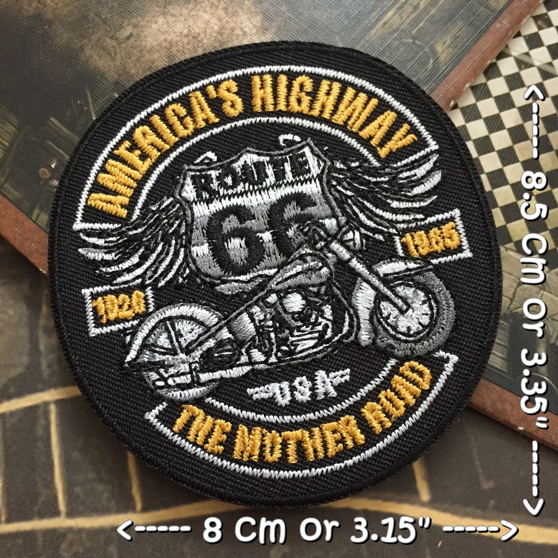 Route66 รถแข่ง ไบค์เกอร์ ตัวรีดติดเสื้อ อาร์มรีด อาร์มปัก ตกแต่งเสื้อผ้า หมวก กระเป๋า แจ๊คเก็ตยีนส์ Racing Embroidered Iron on Patch