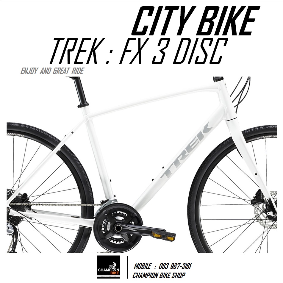 จักรยานซิตี้ไบค์ TREK : FX 3 DISC CITY BIKE - 2020 สีขาว-เทา