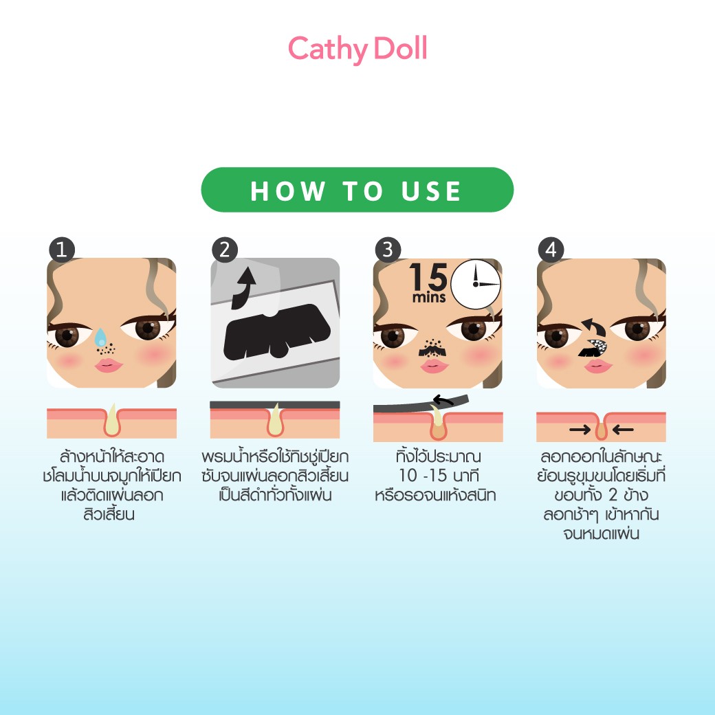 (กล่อง 12 ซอง) Cathy Doll 5% Witch Hazel Cooling Strip Pore Pack เคที่ดอลล์ แผ่นลอกสิวเสี้ยน สูตรเย็นกระชับรูขุมขน ไฟว์เปอร์เซ็นต์วิชฮาเซลคูลลิ่งสตริปพอร์แพ็ค