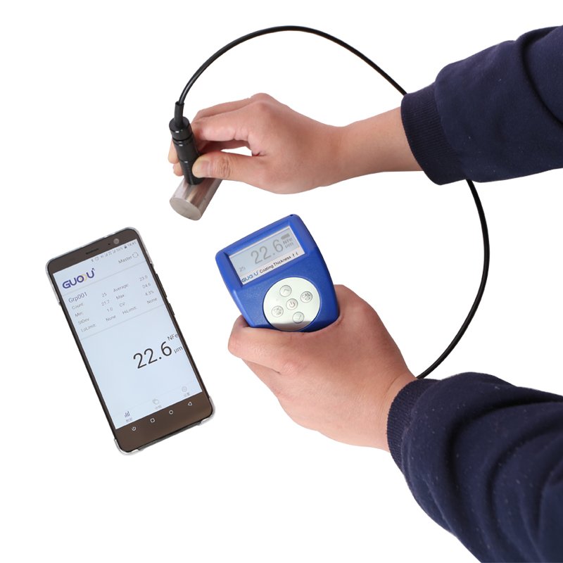 Guoou,Coating thickness gauge,GTS8202 bi-function split-type coating thickness gauge,GUOOU GTS8202 Thickness Gauge for Powder Coating Suitable for Aluminum Ferrous & Non-Ferrous Materials,