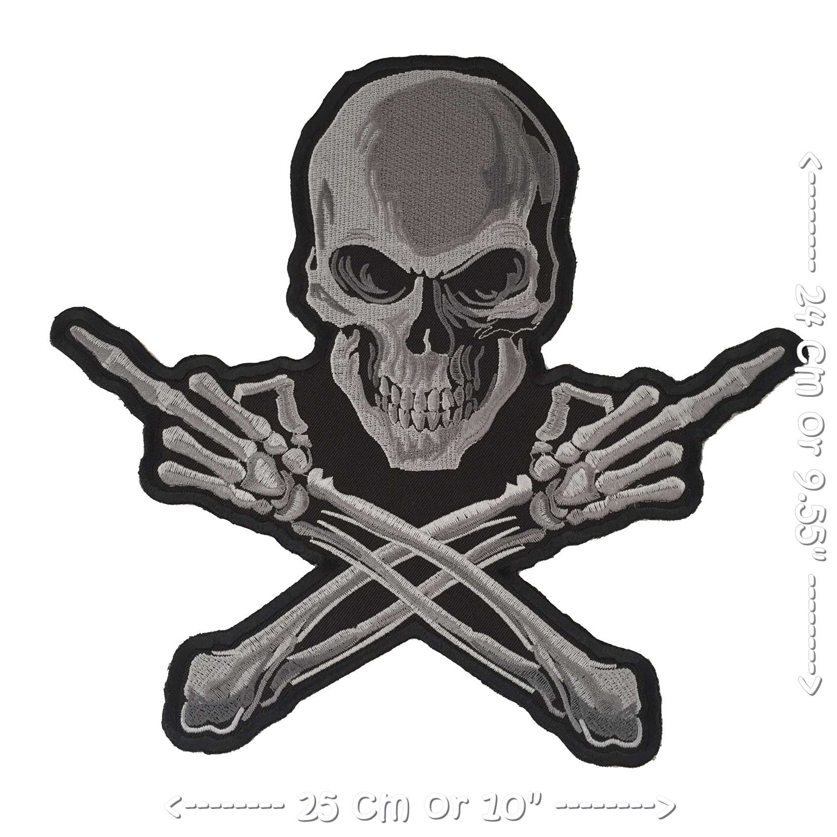 กะโหลก กระดูก ไบค์เกอร์ ตัวรีดติดเสื้อ อาร์มรีด อาร์มปัก ตกแต่งเสื้อผ้า หมวก กระเป๋า แจ๊คเก็ตยีนส์ Embroidered Iron on Patch ขนาดใหญ่