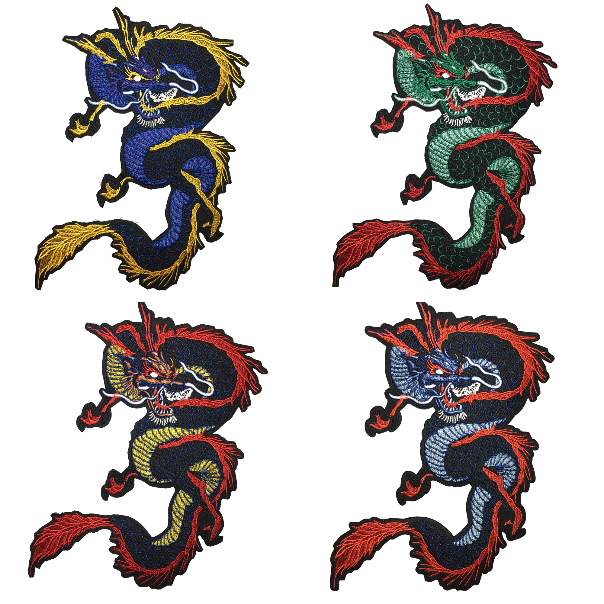 มังกร Dragon ตัวรีดติดเสื้อ อาร์มรีด อาร์มปัก ตกแต่งเสื้อผ้า หมวก กระเป๋า แจ๊คเก็ตยีนส์ Embroidered Iron on Patch ไซส์ใหญ่