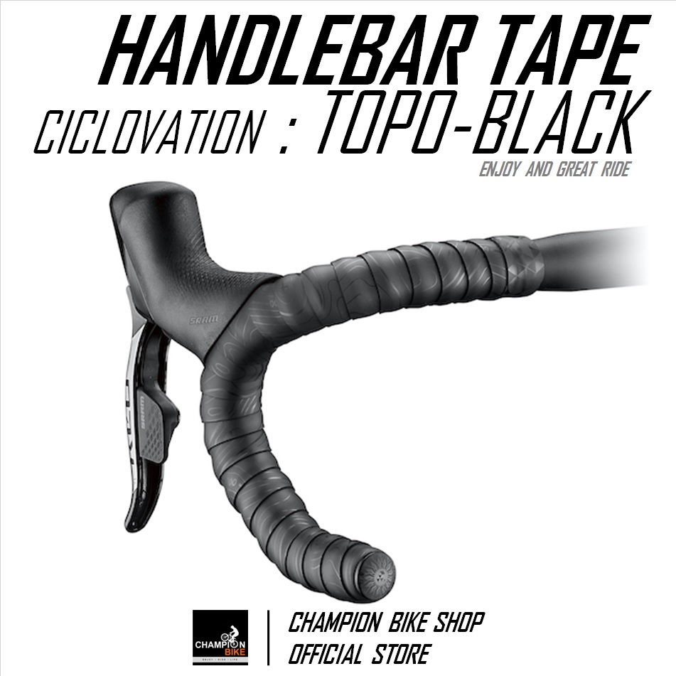 ผ้าพันแฮนด์เสือหมอบ CICLOVATION : ADVANCED LEATHER TOUCH - MINIMALISM TOPO SERIES HANDLEBAR TAPE สี JET BLACK
