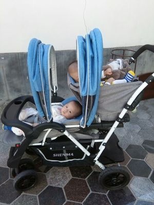 CS10172 รถเข็นเด็ก พี่น้อง Mshenma ที่นั่งสองตอน