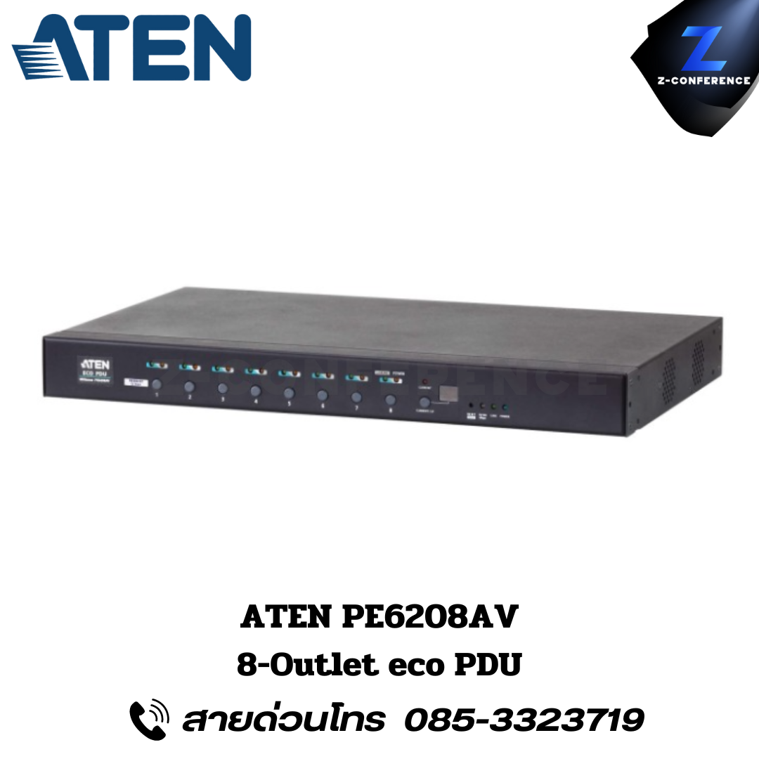 ATEN PE6208AV 8-Outlet eco PDU Power Distribution Unit ระบบ ปิด-เปิด ไฟฟ้าอัจฉริยะ