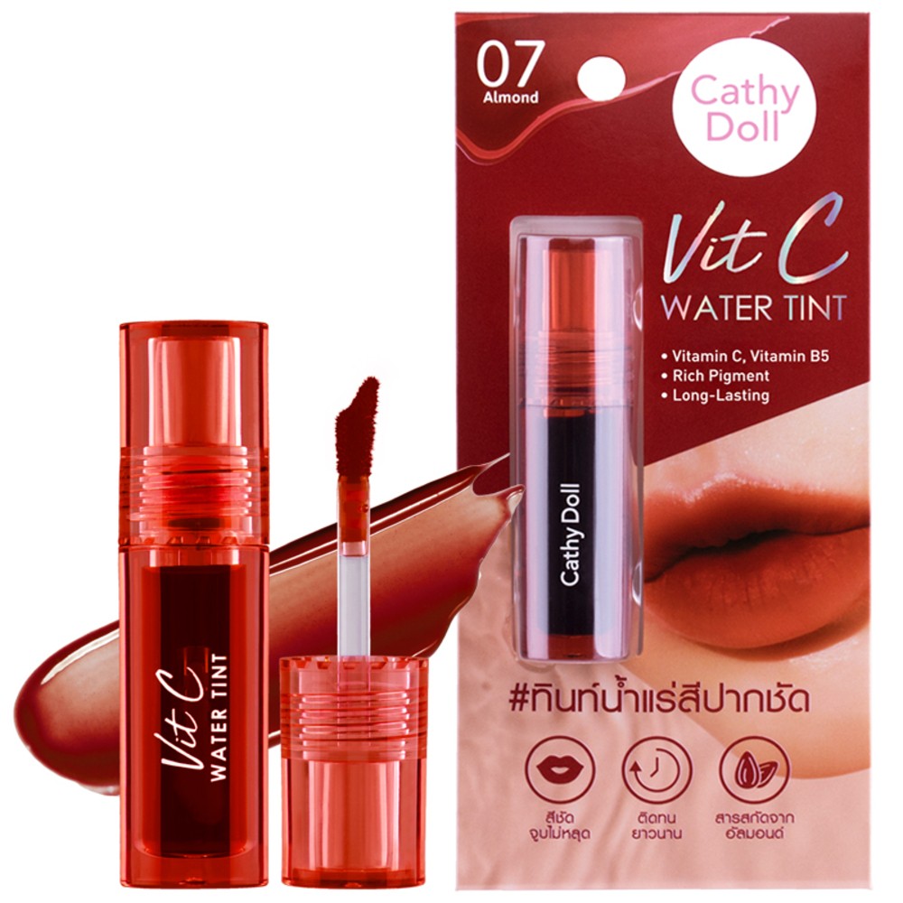 Cathy Doll Vit C Water Tint 2.7G #07 ALMOND ลิปทินท์น้ำแร่ เคที่ดอลล์ วิทซีวอเตอร์ทินท์ 2.7G สี 07 ALMOND