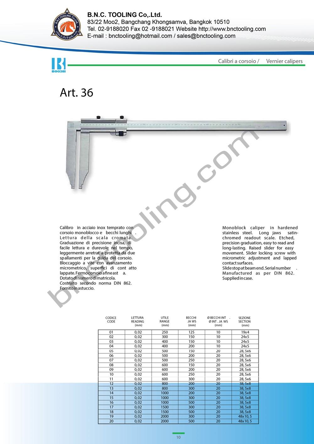 BOCCHI,calipers With Longs Jaws,Art-36