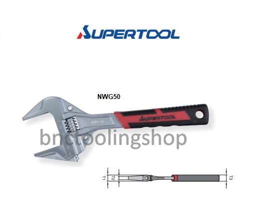 ประแจเลื่อนปากเปิดกว้างพิเศษ ด้ามหุ้มยาง,Super Wide Adjustable Angle Wrench(Grip type),Supertool,NWG50
