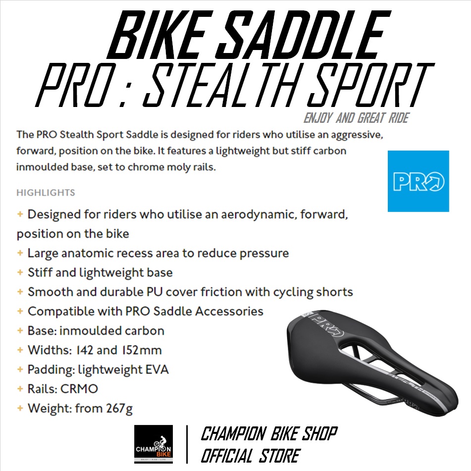 เบาะเสือหมอบ PRO : STEALTH SPORT ROAD BIKE SADDLE
