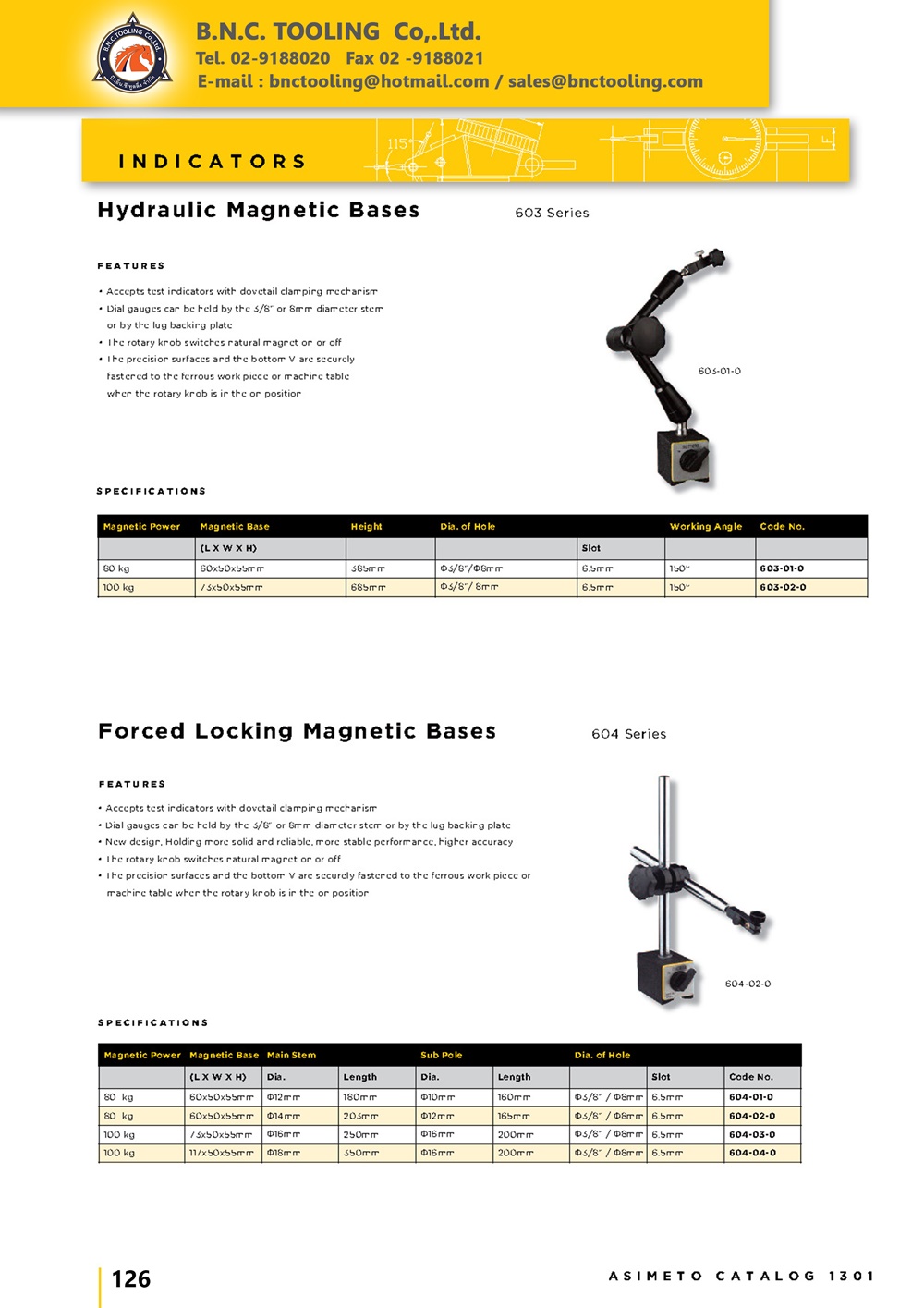 ASIMETO,P126,Forced Locking Magnetic Bases,604-01-0