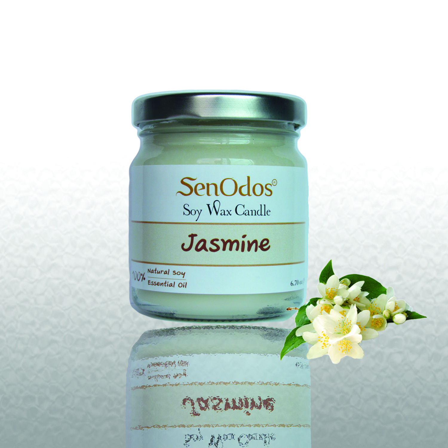 SenOdos เทียนหอม อโรม่า เทียนหอมสปา Jasmine Scented Soy Candle 190g. - กลิ่นมะลิแท้