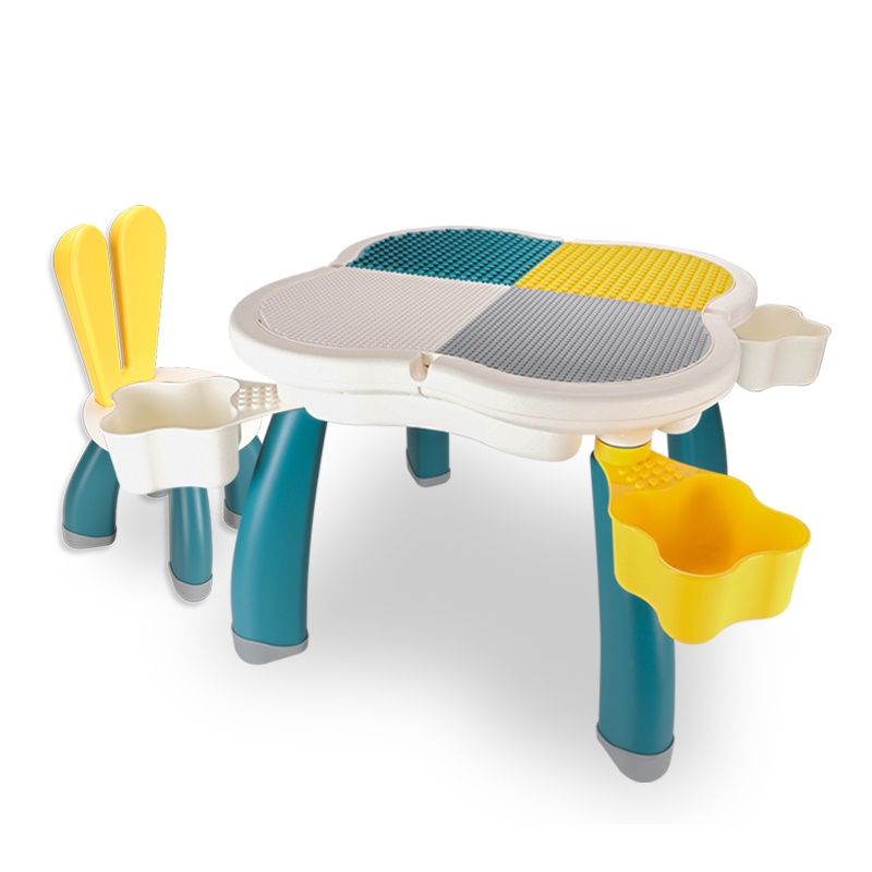 E10914 โต๊ะตัวต่อเลโก้ พร้อมเก้าอี้หูกระต่าย Multifunction