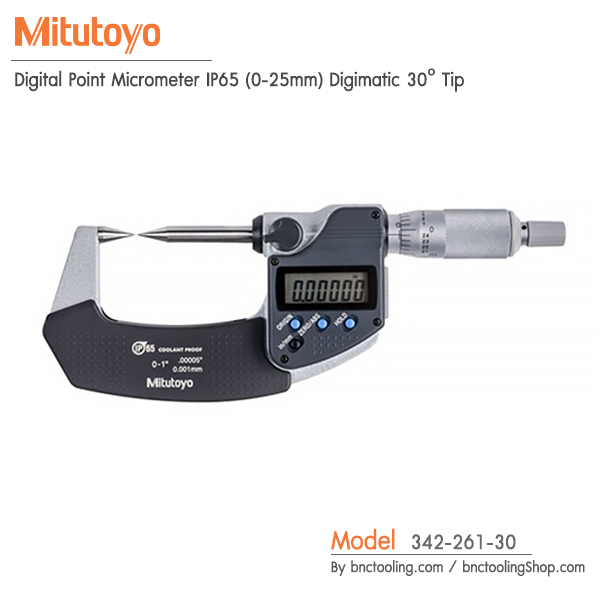 Mitutoyo,Digital Point Micrometer IP65 (0-25mm) ,342-261-30