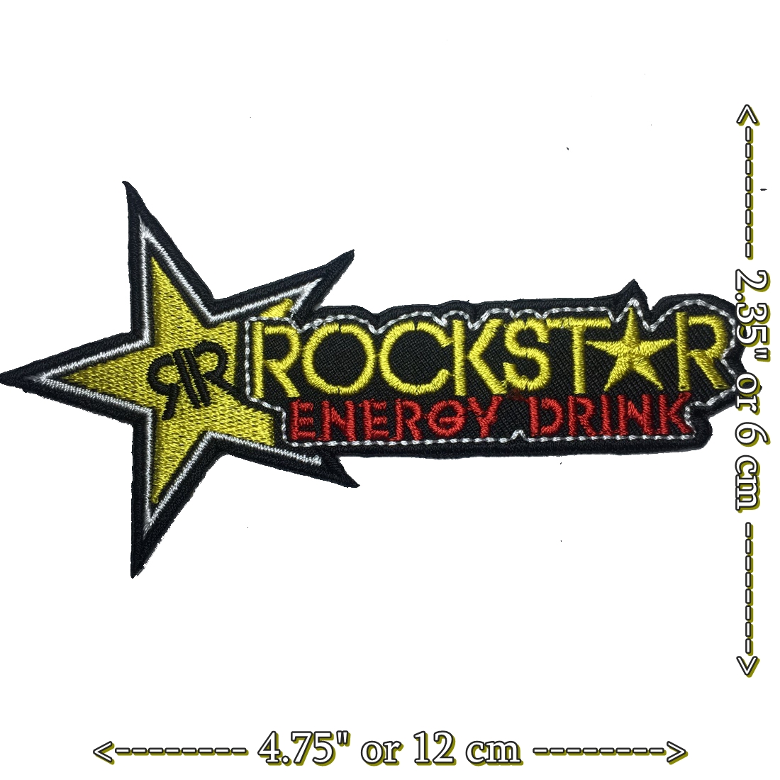 โลโก้ Rockstar Energy เครื่องดื่ม ตัวรีดติดเสื้อ อาร์มรีด อาร์มปัก ตกแต่งเสื้อผ้า หมวก กระเป๋า แจ๊คเก็ตยีนส์ Hipster Embroidered Iron on Patch