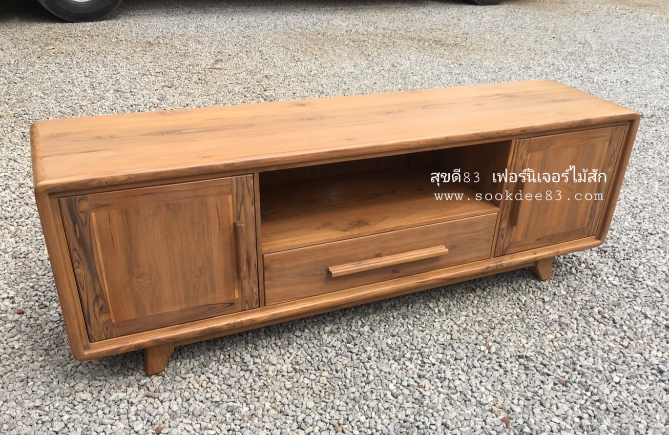 ตู้วางทีวีแบบเตี้ย (สีสัก)
