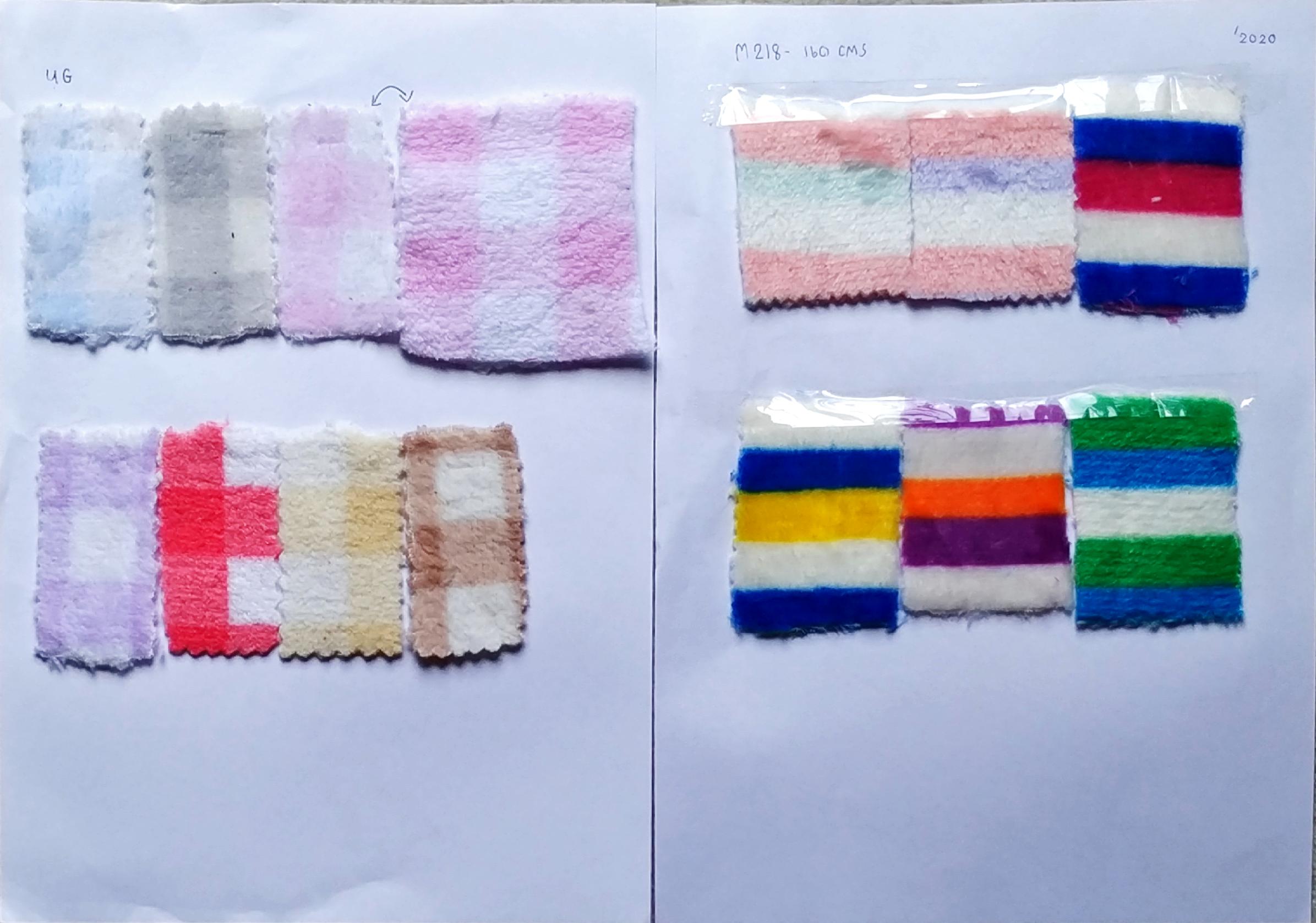 ผ้าขนสั้นสองหน้าลายริ้ว สก๊อต หลากสี น่ารัก coral fleece print ผ้าทำผ้าห่ม ผ้าทำหมอน ผ่้าทำเสื้อคลุม ผ้าทำเสื้อหนาว หน้าผ้า 62'