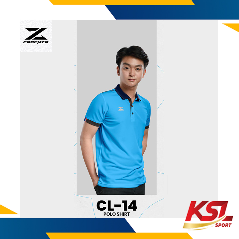 เสื้อโปโลผู้ชาย CADENZA (คาเดนซ่า) รุ่น CL-14 MEN สีฟ้า/ขาว/กรมท่า/น้ำเงิน- ผ้า Micro polyester 100%