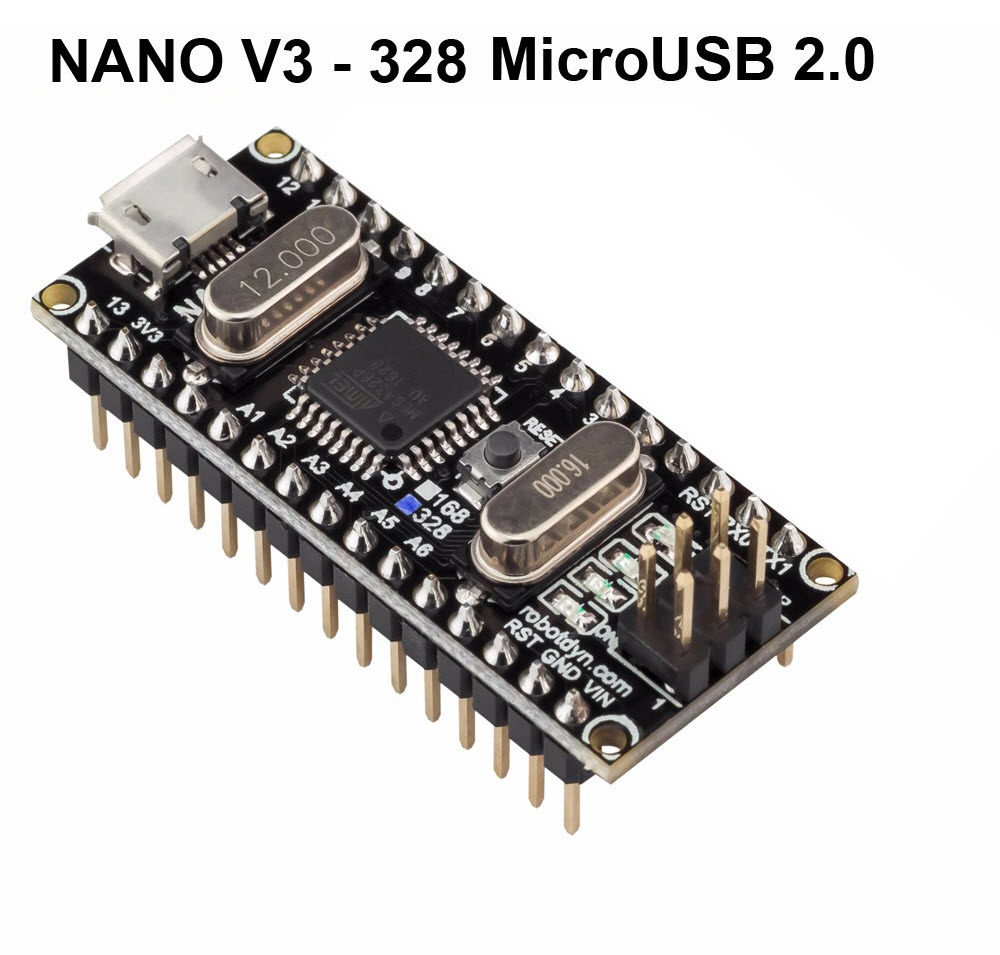 Nano V3 ATmega328/CH340G, Micro USB, Pin headers Compatible for Arduino Nano V3.0