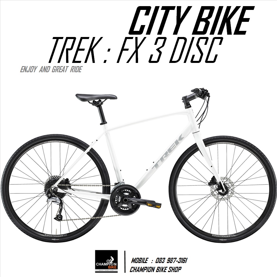 จักรยานซิตี้ไบค์ TREK : FX 3 DISC CITY BIKE - 2020 สีขาว-เทา