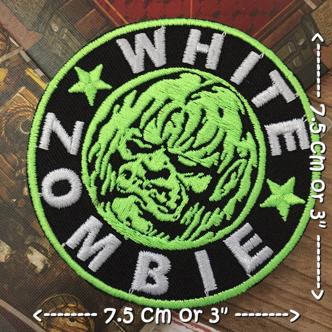 White Zombie ตัวรีดติดเสื้อ อาร์มรีด อาร์มปัก ตกแต่งเสื้อผ้า หมวก กระเป๋า แจ๊คเก็ตยีนส์ Rock Iron on Embroidered Patch