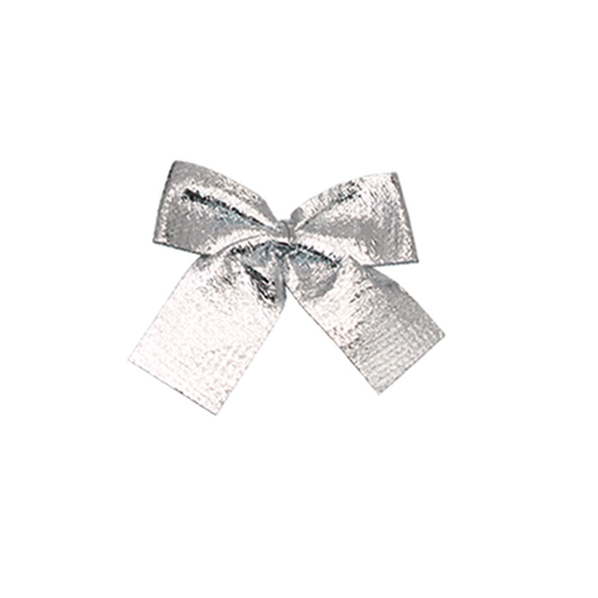 โบว์สีเงิน 12 ชิ้น โบว์ประดับต้นคริสต์มาส โบว์ผ้า โบว์ขนาดเล็ก อุปกรณ์ตกแต่งต้นคริสต์มาส Christmas Tree Decoration Ribbon