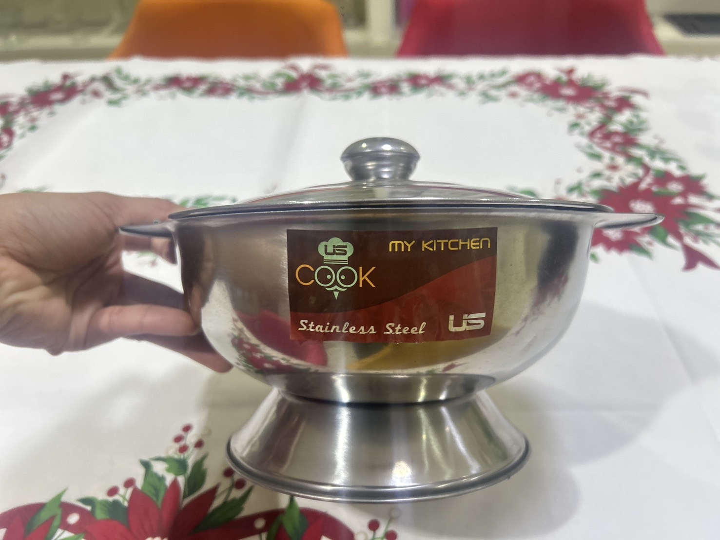 US โถข้าวสแตนเลสพร้อมฝา 22 ซม.