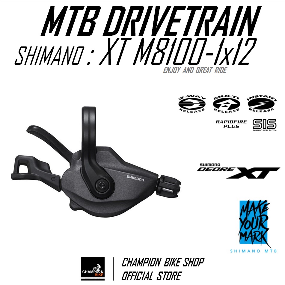 มือเกียร์ขวาXT 12สปีด SHIMANO : XT SL-M8100-R 1x12 / 2x12 SPEED RIGHT SHIFTER MTB (แบบมีแคล็ปรัด)