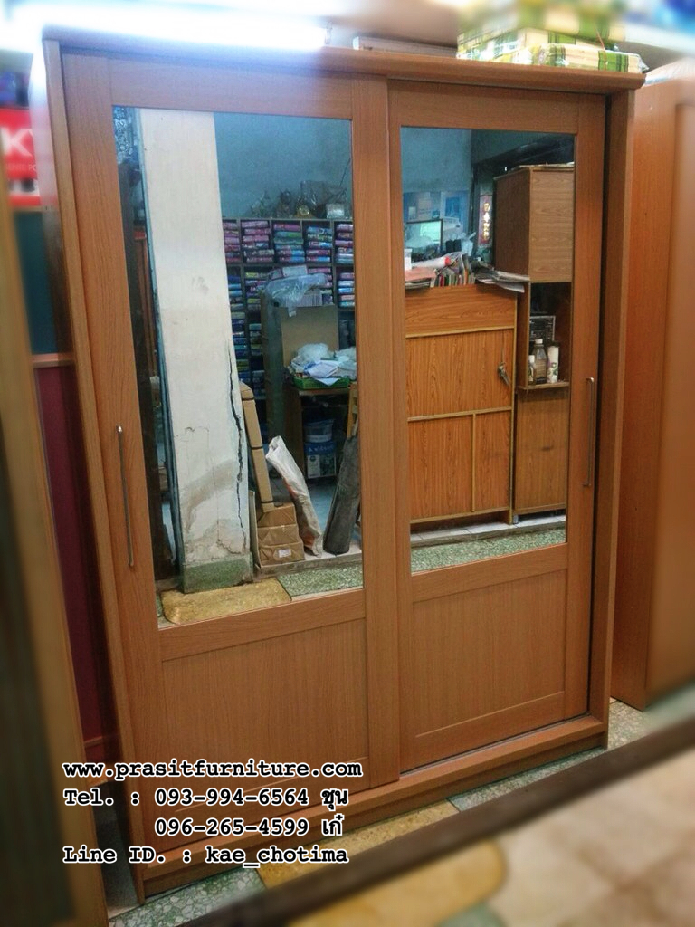 ตู้เสื้อผ้าบานเลื่อน ขนาด 150 ซม. ราคาต่างกันตามหน้าบาน