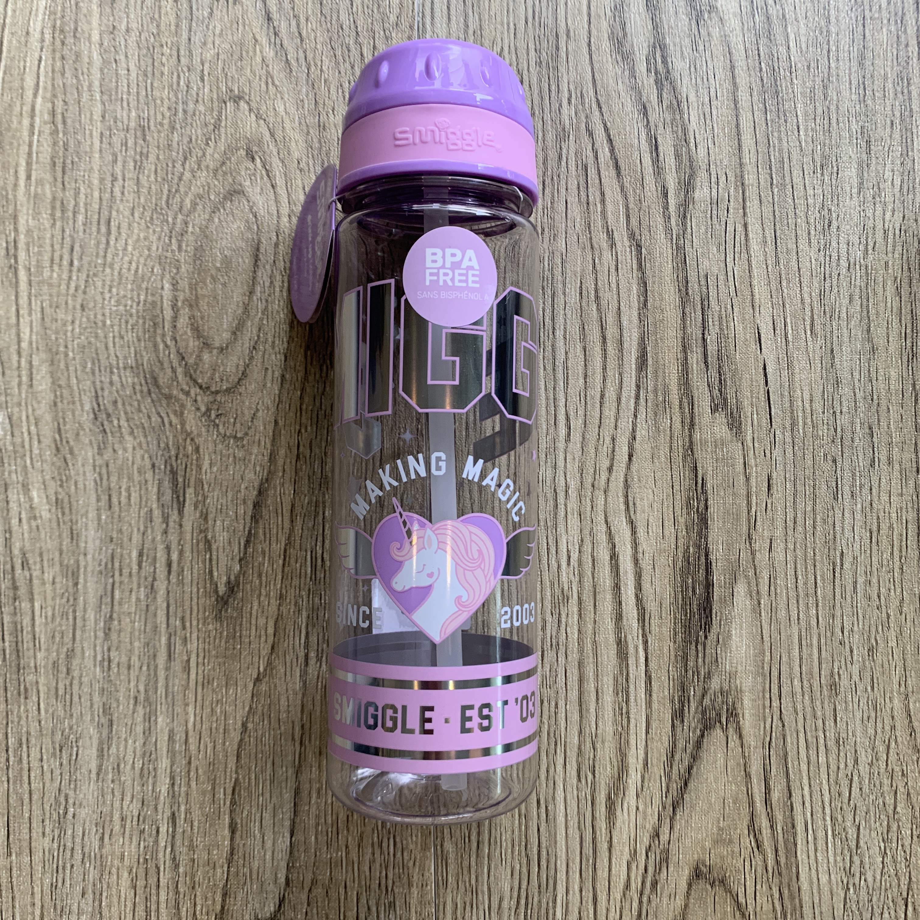 กระติกน้ำ หลอดดูด (smiggler 3) Smiggle water bottle- ม่วง