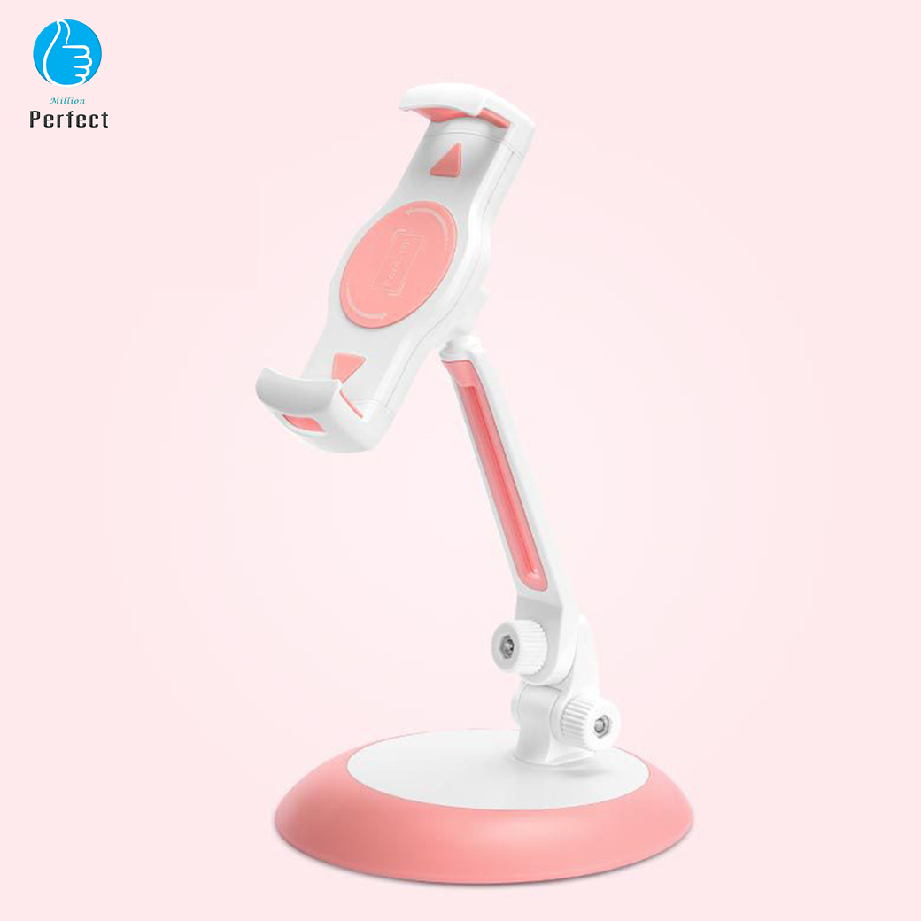 ขาตั้งไอแพด แท๊บเล็ต มือถือ แบบพกพา พับเก็บได้ มีแผ่นยางกันลื่น หมุนได้ 360 องศา รุ่น IP21 สีชมพู
