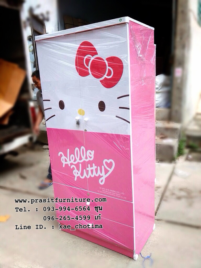 ตู้เสื้อผ้า คิตตี้ 80 ซม. ลาย Cute (คิ้วท์) ตู้เสื้อผ้า คิตตี้ Kitty ลิขสิทธิ์แท้ จาก Sanrio