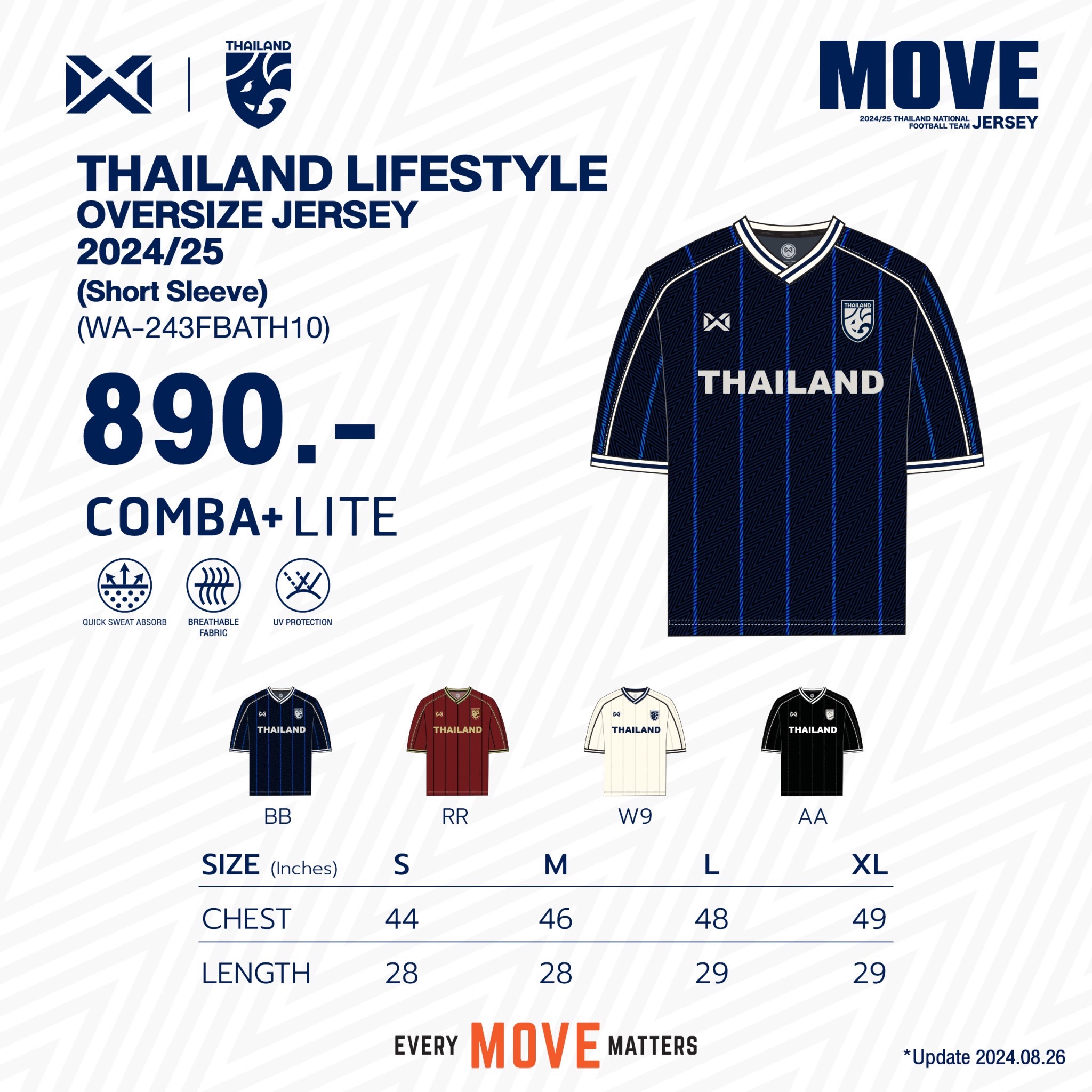 พร้อมส่งที่แรก WARRIX Oversize แขนสั้น เสื้อบอลไลฟ์สไตล์ เสื้อทีมชาติไทยทรงโอเวอร์ไซส์ (WA-243FBATH10) - สีน้ำเงิน/ดำ/แดง