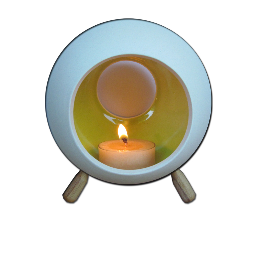 SenOdos เชิงเทียน ที่วางเทียนหอม อโรม่า เซรามิค รูปทรงกลม (สีเขียว) / Handmade Ceramic Tealight Candle Holder (Round Shape)
