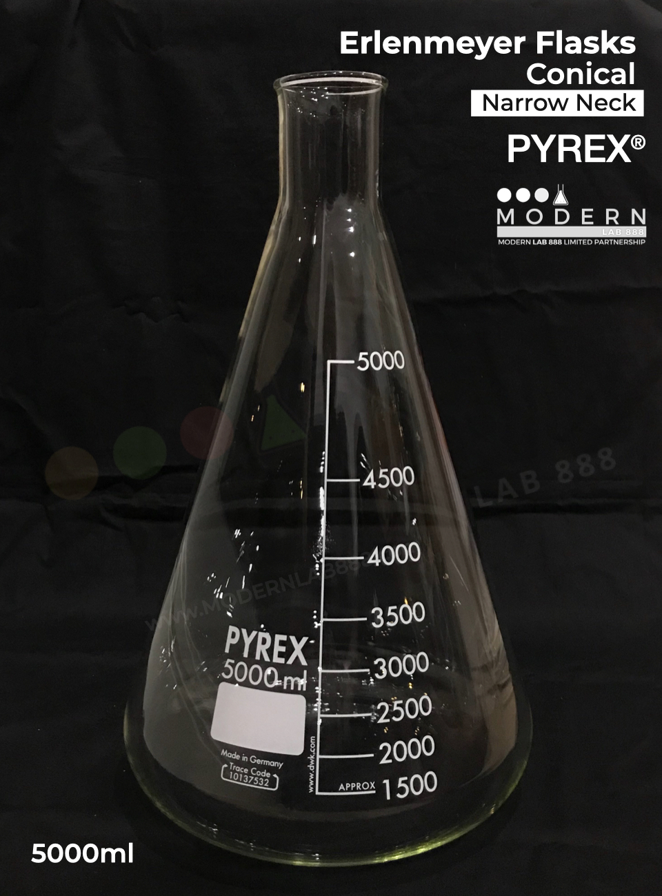 ขวดรูปชมพู่ / Erlenmeyer Flasks, Conical, Narrow Neck, PYREX