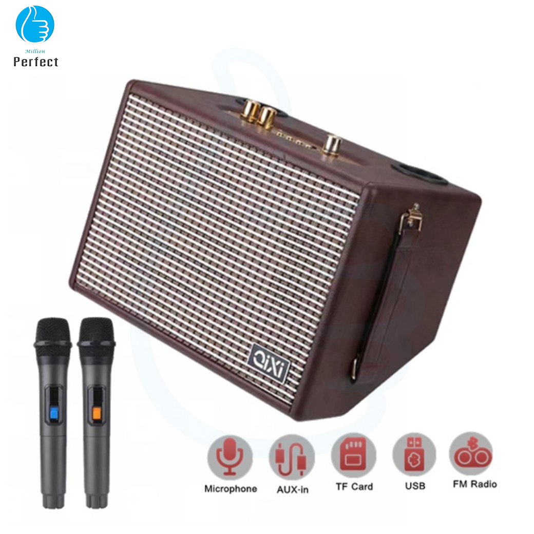 ลำโพงบลูทูธ QIXI รุ่น SK-2035 ลำโพงคลาสิค วินเทจ เสียงดีแบตทนตัวใหญ่ แถมไมโครโฟน 2 ตัว